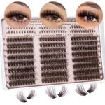 Goddvenus Brown Eyelashes Thick Volume Lashes Individual Cluster with Brown Color Fluffy Individual Eyelashes Wispy Lash Clusters D Curl Russian Eyelash Extensions DIY Waterproof Eyelash Individuals