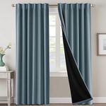 H.VERSAILTEX 100% Blackout Curtains for Bedroom with Black Liner Full Room Darkening Curtains 96 Inches Long Thermal Insulated Back Tab/Rod Pocket Window Drapes for Living Room, 2 Panels, Stone Blue