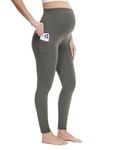 HOFISH Women's Maternity Leggings Pregnancy Yoga Pants Active Wear Workout Leggings with Pockets ArmyGreen M