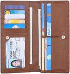 Lavemi Ultra Slim Thin Leather Women Wallet RFID Blocking Credit Card Holder Bifold Long Ladies Billfold (Coffee)