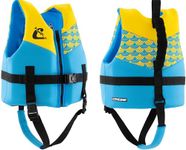 Cressi Froggy Neoprene Kids Swim Vest - Built-In Buoyancy Aid with Dual Handles - Ergonomic Neoprene Fit for Swim Float Balance - Vibrant Colours - Yellow/Azure - S: 2/3 Years