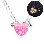 2PCS Unique BFF Magnetic Necklaces with Luminous, Best Friends Heart Pendant Chain Necklaces, Glowing Necklace Friendship Jewelry Gifts for Girls Friends Sisters Mother