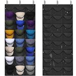 iDocare 24 Clear deep Hat Rack for Baseball Caps Organizer Visible Hat Storage Ballcap Caps Display Holder for Wall Door Complete with Over Door Hooks (Black 24)