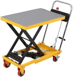 Hydraulic Lift Table Cart 500lbs, Lift Table Capacity 28.4" Lifting Height, Manual Single Scissor with Pressure Relief Bar, 4 Wheels Non-Slip Pad Thickness 3mm for Material Handling