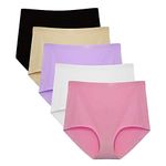 FallSweet No Show High Waist Briefs Underwear for Women Seamless Panties,Pack of 5 (Color, L)