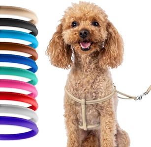 CollarDirect Rolled Leather Dog Harness Small Puppy Step-in Leash Set for Walking 10 Colors (Beige, S)