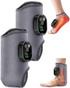 Portable Foot and Ankle Massager 2 Pack 3 in 1 Foot Revive Massager with 3 Vibration Mode and 3 Heat Levels, Heated Ankle Wrap，Home/Office/Travel (grey long Foot Massager)
