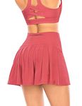 Women's Pleated Tennis Skirt with Shorts Pockets Athletic Golf Skort Activewear Sport Workout Running Skirt High Waist (Misty Red,L)