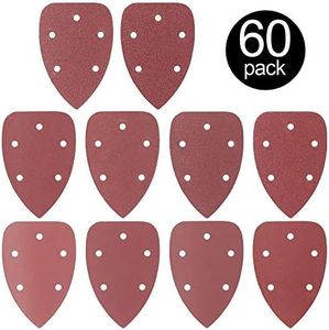 Rustark 60Pcs Mouse Detail Sander Sandpaper Sanding Paper Assorted 40/60/ 80/100/ 120/180/ 240/320/ 400/800 Grits Mouse Sanding Pads Hook and Loop