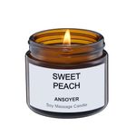 ANSOYER Massage Candle - Soy + Hemp Seed Oil Based - Massage Oil Candle - Body Oil & Lotion Candle - Home SPA Candle for Relaxation - 1.77OZ (Sweet Peach)