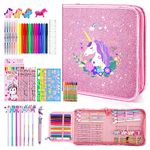 JYPS 56PCS Art and Craft Set for Kids Girls 3-12, Birthday Christmas Unicorn Gifts For Girls 3-5-6-9-12 Year Old, Art and Colouring Set for Children, Scented Washable Markers Stationery Set