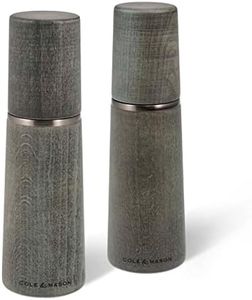 Cole & Mason Marlow Salt and Pepper Mill Gift Set - Adjustable Grind | Filled Mills | Push Top Cap | Gift Boxed | Grey Stained Beech Wood with Gunmetal Accents | Perfect Kitchen Accessory | 18.5cm