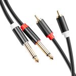 starfa lab Dual 1/4 inch TS Stereo Jack Male to Dual RCA Stereo Audio Interconnect Cable, 2 x 6.35 mm to 2RCA Cable Splitter Adapter (1.5Metres)