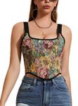 Alivila.Y Fashion Womens Sexy Vintage 1920s Renaissance Lace Trim Corset Bustier, Black Floral, Medium