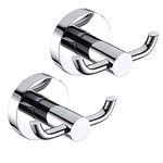 2PCS Towel Holder Hooks Stainless Steel Brass Chrome Double Door Hooks Heavy Duty for Bathroom Towel Kitchen Room