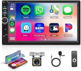 Rimoody Double Din Car Stereo 7 Inch Touch Screen Car Radio Head Unit with Carplay Android Auto Bluetooth, FM Radio, Mirror Link, Dual USB Fast Charge, EQ, SWC, Backup Camera Support