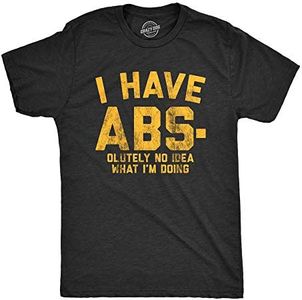 Mens I Have Abs-olutely No Idea What I'm Doing Tshirt Funny Workout Fitness Graphic Tee (Heather Black) - L