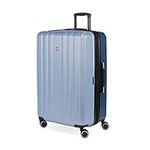 SwissGear 8028 Hardside Expandable Spinner Luggage, Light Blue/Navy, Checked-Large 28-Inch