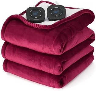 Bedsure Electric Blanket King Size - Dual Control Heated Blanket King with 10 Heat Settings, Heating Blanket with 10 Time Settings, 8 hrs Timer Auto Shut Off (100x90 inches, Burgundy)