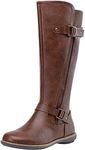 Jeossy Women's 9656 Knee-High Boots Cognac/Dark Brown Fashion Riding Boots with Buckle Size 9(DJY9656 cognac 09)