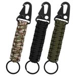 volumoon Paracord Keyring, 3-Piece Professional Paracord Keychain with Carabiner Clips, Heavy Duty Lanyard Key Chain, Suitable for Outdoor, Hiking, Camping (3 Colors)