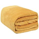 Brentfords Super Ultra Soft Flannel Fleece Blanket Throw Over Large Fluffy Warm, Ochre Yellow - 120 x 150cm