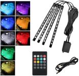 povtii Car Led Interior Lights, RBG 48 LED Multicolor Music Auto Interior Strip Light with Remote Control, Waterproof Lighting Lamp Kit Under Dash with Charger, Car Accessories (USB)