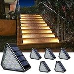 Solar Stair Lights, Dusk to Dawn Step Lights, IP67 Waterproof Outdoor 3000k Warm White Deck Lights Decoration Lights for Yard, Patio, Garden, Walkways, Front Door, Pathway, Driveway (Pack of 6)