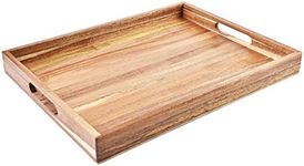 Acacia Wood Serving Tray with Handl