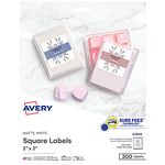 Avery Easy Peel Print-to-The-Edge White Square Labels, 2" x 2", 300 Labels per Pack, Case Pack of 5 (22806)