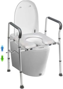 Handicap Toilet Seat with Handles Over Toilet, Medical Toilet Chair Wide Heavy, Extra Large Toilet Chair with Adjustable Clamps, Fit All Toilet, Load-Bearing 440 Pounds