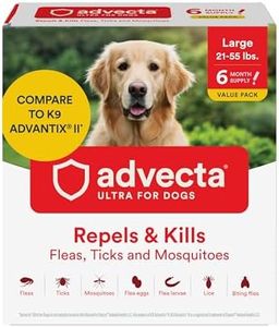 Advecta Ultra Flea and Tick Prevention for Dogs - Dog and Puppy Treatment and Control - Mosquito Repellent - Large, Fast Acting Waterproof Topical Drops, 6 Month Supply