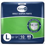 KareIn Classic Adult Diaper Pants, Large 90-120 Cm (35"- 47"), 10 Count, Unisex, Leakproof, Elastic Waist, Wetness Indicator