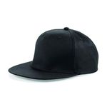 MKR Snapback Flat Peak Cap Baseball Hat 5 Panel 100% Cotton - Black