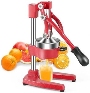 TONGCHANT Commercial Portable Heavy-Duty Cast-Iron Hand Press Manual Juicer Squeezer for Orange Lemon Citrus Grapefruit Lime Pomegranate, Orange Juicer, Lemon Press, Easy to Clean, Red
