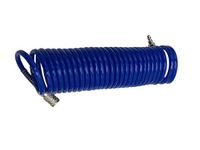 Recoil Hose Heavy Duty Recoil Air Hose Air Line 3/8" Portable Polyurethane Coil Hose with Quick Fittings for Air Compressor, Sprayer and Industrial use 25FT, Blue