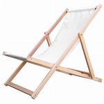 Merino Wool Sun Lounger Hardwood Sun Lounger Garden Lounger Adjustable Easy Folding Garden Balcony Beach Wooden Folding Chairs Natural Wood Lounger TRADITIONAL (White)