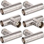Warmstor 5 Pack BNC Female to Female Splitter Adapter BNC T-Shaped 3-Way RF Coaxial Connectors