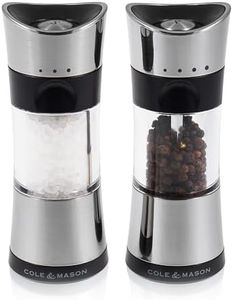 Cole & Mason Horsham Chrome Salt and Pepper Mills, Adjustable Grind Precision+ Mechanism, Inverta, Chrome/Acrylic, 154 mm, Gift Set, Includes 2 x Salt and Pepper Grinders