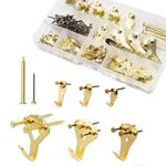 64PCS Picture Hooks - Heavy Duty Picture Hanging Kit for Picture Frame Fixing, Assorted Picture Frame Hangers with Nails Picture Hanging Hooks for Hard Walls