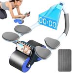 XIULIUU Ab Roller Wheel, Elbow Support Automatic Rebound Abdominal Wheel with 4 Elbow Supports & Timer & Phone Holder, Ab Wheel Roller for Core Workout, Core Strength Training Wheel for Men Women