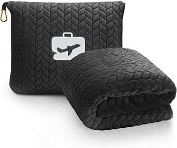 EverSnug Premium Travel Blanket Pillow - Soft 2 in 1 Airplane Blanket with Soft Bag Pillowcase, Hand Luggage Sleeve and Backpack Clip (Black)