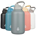 BJPKPK 1 Gallon Water Bottle Insulated, Dishwasher Safe 128oz Large Water Jug with Metal Handle & BPA Free Spout Lid, Stainless Steel Metal Water Bottle for Gym, Sports & Hiking, Grey