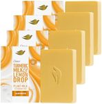 Dove Plant Milk Cleansing Bar Soap Turmeric Milk & Lemon Drop Glow Booster 4 Count for Moisturized Skin Gentle Cleanser, No Sulfate Cleansers or Parabens, 98% Biodegradable Formula 5 oz