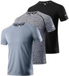 Boyzn Men's 3 Packs Sport Shirts Fitness Tops Training Shirts Cool Dry Performance Workout Athletic Running Short Sleeve T-Shirt Tops Black/Gray/HGrey-3P03-XL