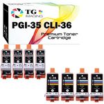 TG Imaging Compatible PGI35 CLI36 Ink Cartridge Replacement for Canon 35 36 PGI-35 CLI-36 Ink for PIXMA IP100B IP100 IP110 Mini260 Pixma Mini 320 Inkjet Printer (4xBlack and 4xColor, 8 Pack)