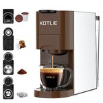 KOTLIE Single Serve Coffee Maker,4in1 Espresso Machines for Nespresso & K-cups/L'OR/Ground Coffee/illy Coffee ESE,19Bar Espresso Maker,1450W Fast Heat Coffee Machine