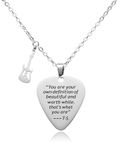 TS Quotes Guitar Pick Chain Necklace Outfits Jewelry Accessories Merch Inspired Stuff Fans Gift for Music Lover Teen Boy Girls.