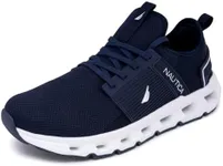 Nautica Men's Running Sneakers Sport Lace-Up Athletic Shoes for Gym Tennis – Cushioned, Breathable, Lightweight & Comfortable-Cailen-Navy White, Size 9.5