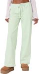 Ugerlov Women's Wide Leg Pajama Pants 2024 Drawstring Elastic Low Rise Striped Pants Lounge Sleep Wear, Green L